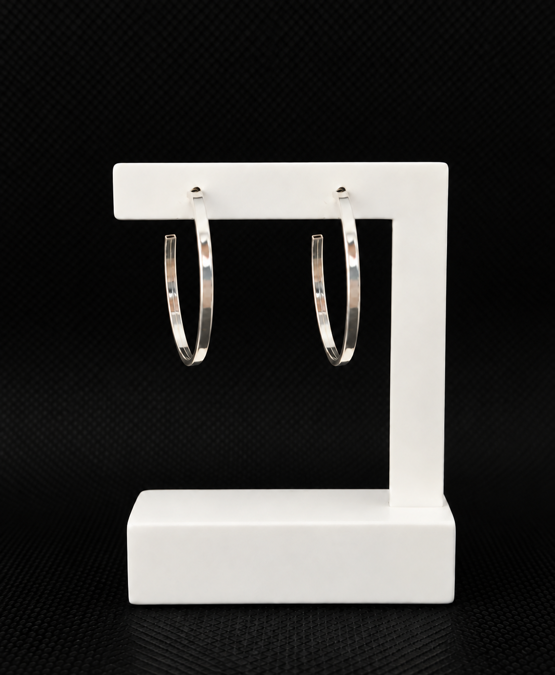 Argola Prata 925 Borda Quadrada Média
