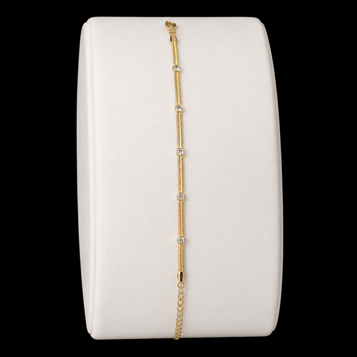 Pulseira Semijoia com Pedra Brilhante Sofisticada